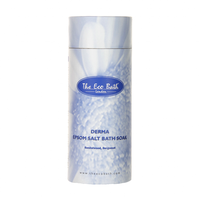 "Epsom Salt Bath Soak for Eczema Relief in a 1kg container, ideal for soothing irritated skin."