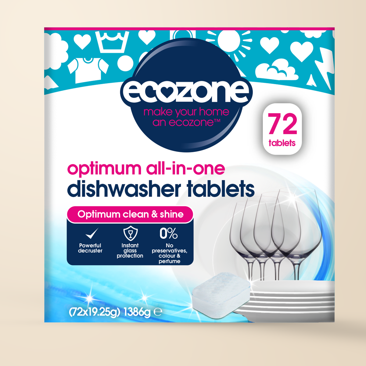 Ecozone Optimum All-in-One Dishwasher Tablets – 72 Tablets