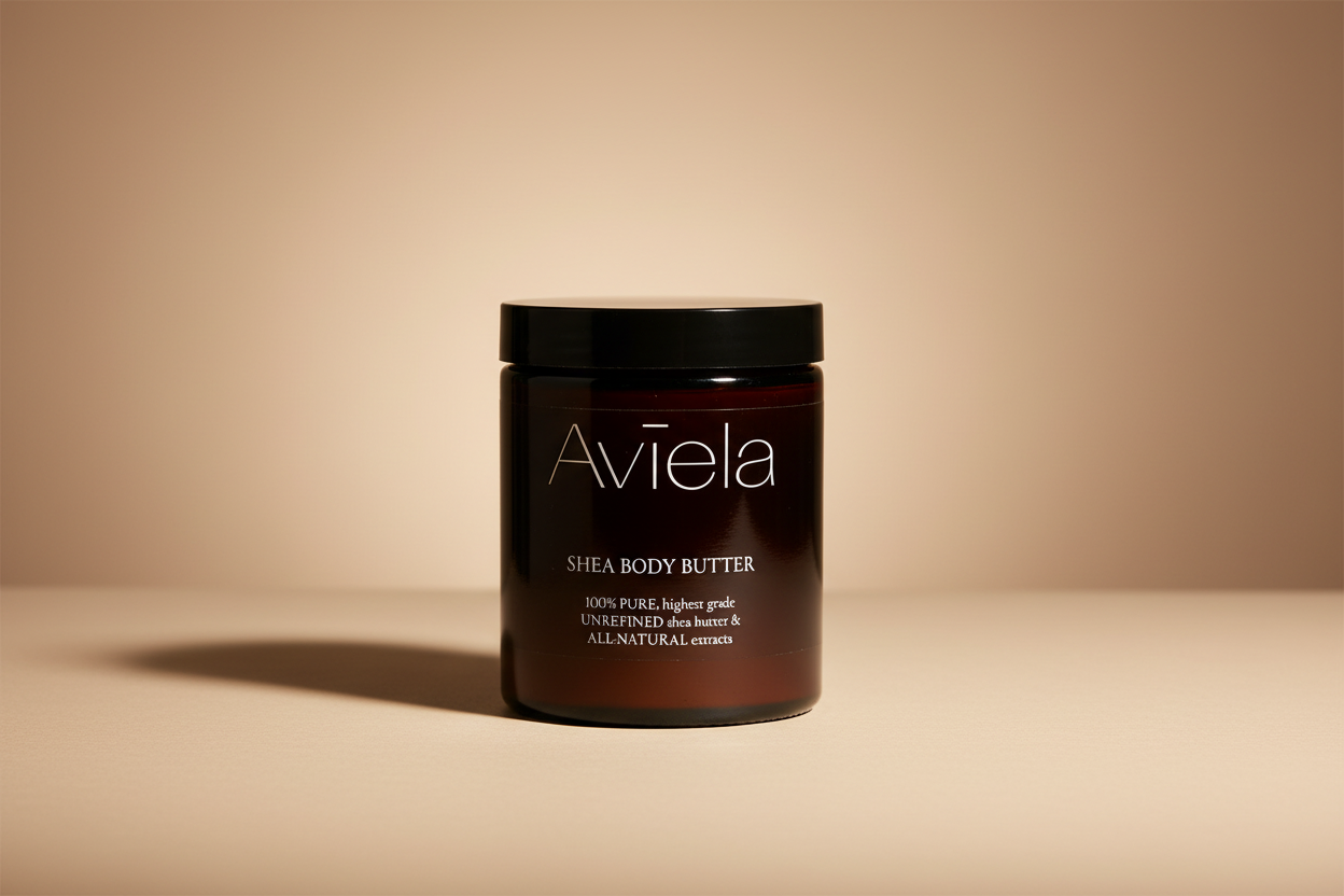 Aviela Shea Body Butter jar on a white background