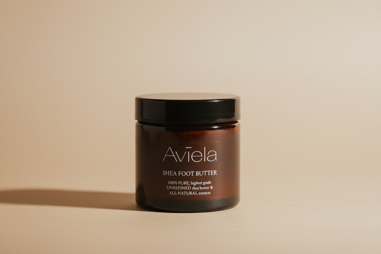 Aviela Shea Foot Butter jar on a white background