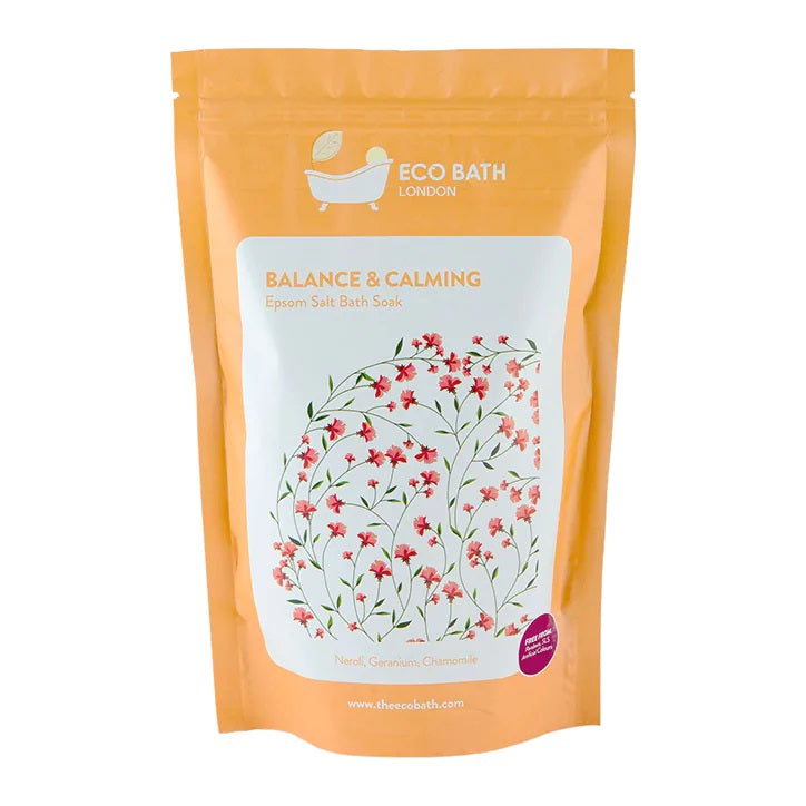 "Eco Bath Co Epsom Salt Bath Soak - Balance in a 1kg container, designed for relaxation and balance."