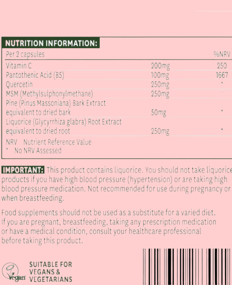 Natures Aid Quercetin Formula including Vitamin B5 – 90 Capsules