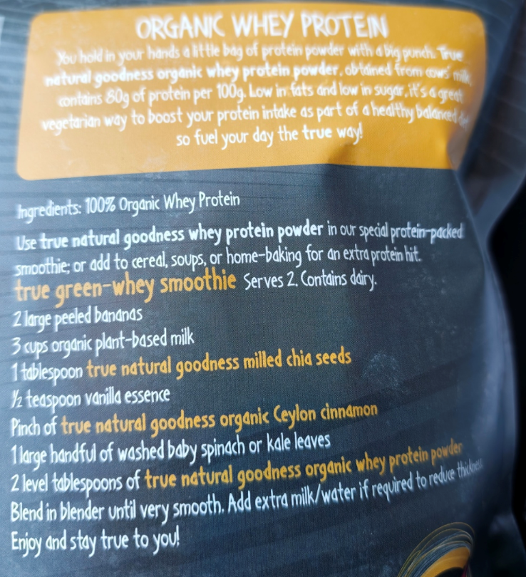 True Natural Goodness Organic Whey Protein – 1kg