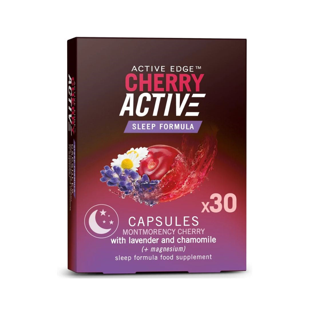 Close-up of Active Edge Cherry Active Formula capsules.