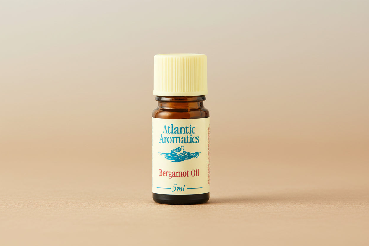 Bottle of Atlantic Aromatics Bergamot Oil on a white background