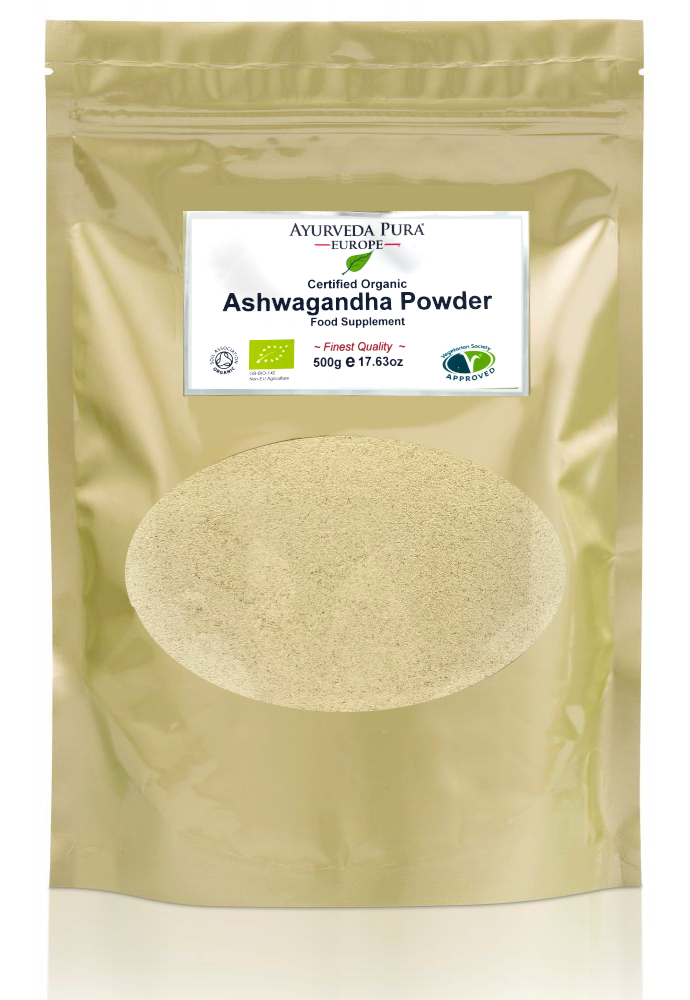 Ayurveda Pura Organic Ashwagandha Powder 500g Front View