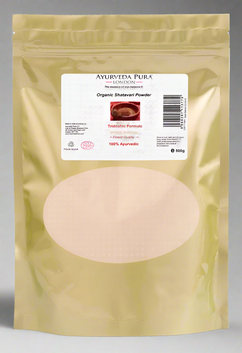 Ayurveda Pura Organic Shatavari Powder 500g front label – IHS Irish Health Store