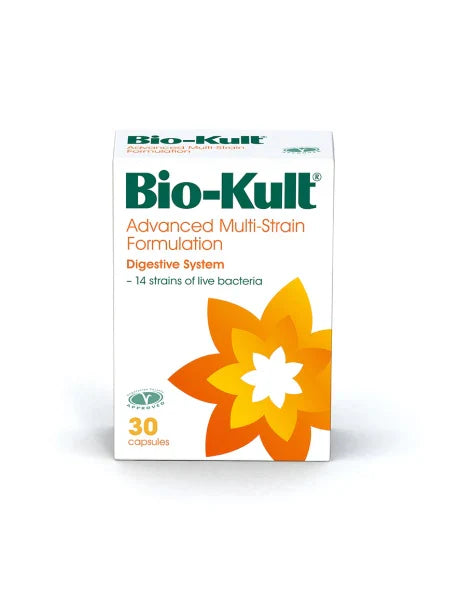 Bio-Kult 14 Strain Probiotics front view – 30 capsules for digestive support.