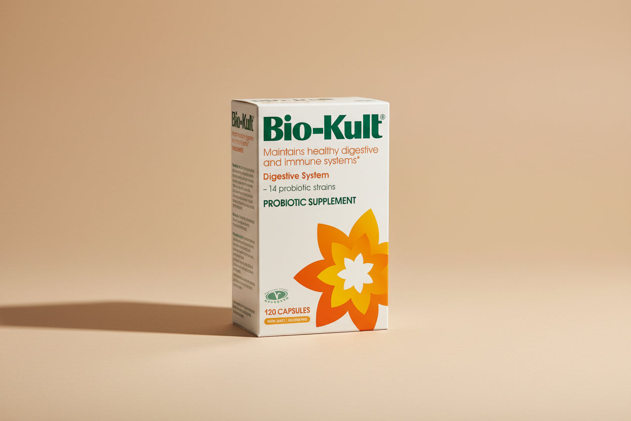 Bio-Kult 14 Strain Probiotics front packaging – 60 capsules of multi-strain live bacteria.
