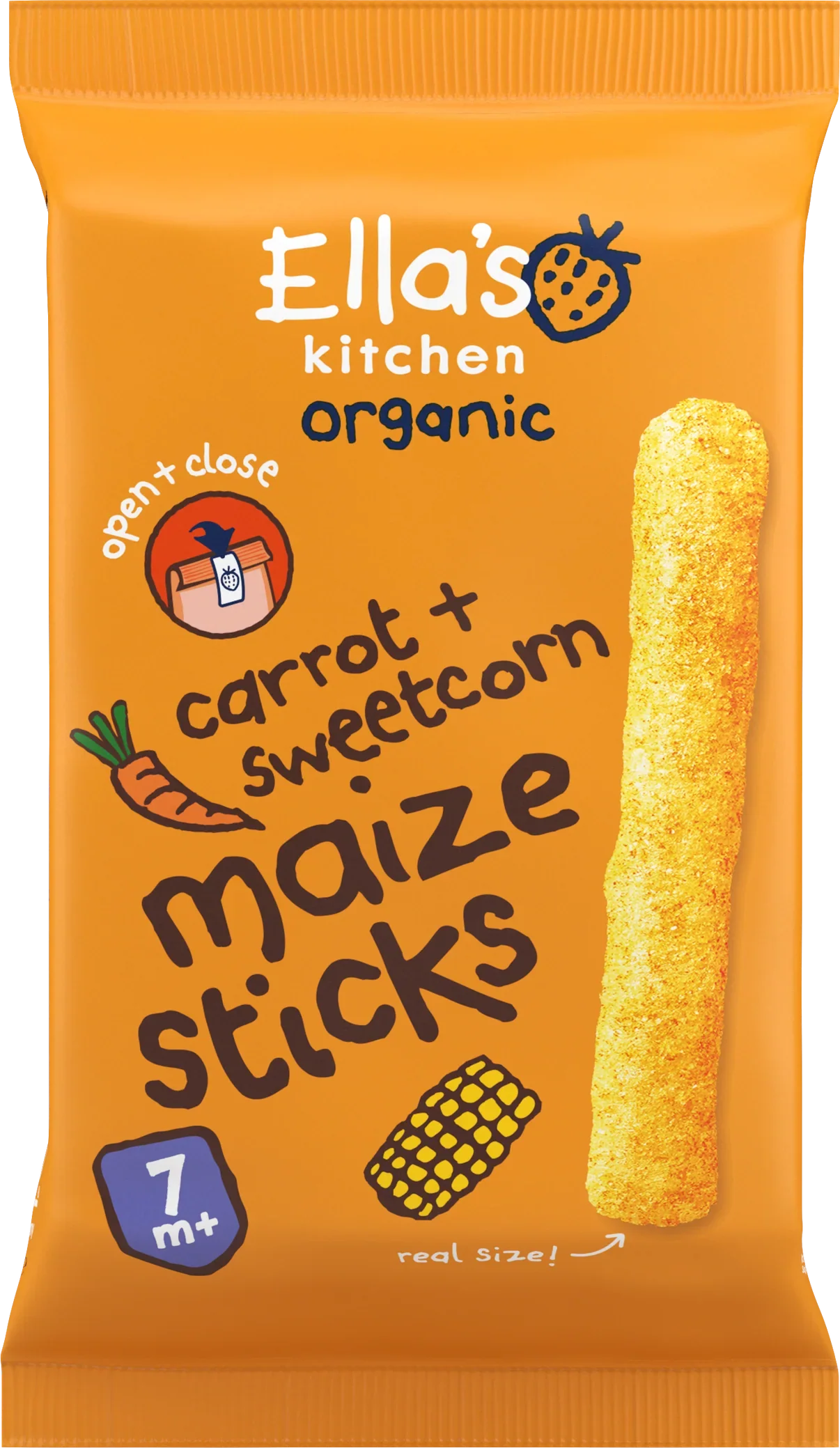 Ellas Kitchen Sweetcorn and Carrot Sticks Organic 5 x 17g for babies 7 months+