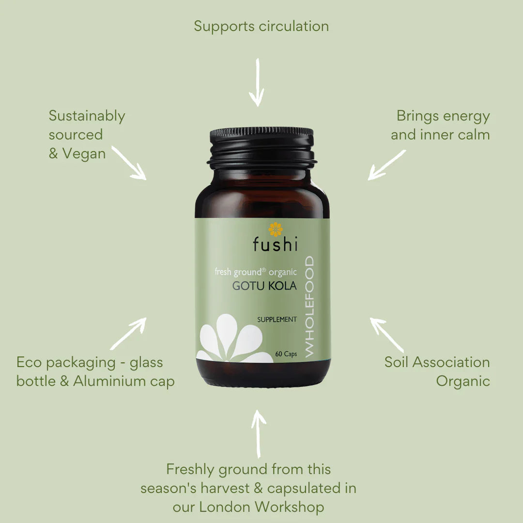 Label and supplement facts of Fushi Gotu Kola Organic Capsules