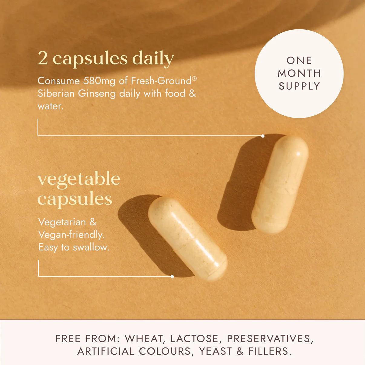 Open bottle of Fushi Siberian Ginseng Organic Capsules