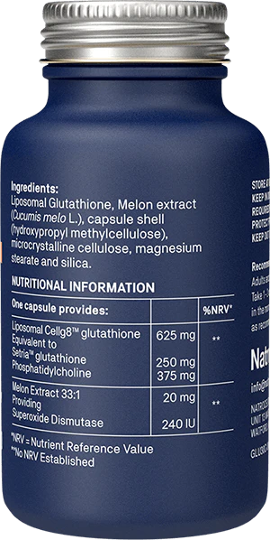 Key ingredients of Natroceutics Glutathione SOD Advanced – Setria™ Glutathione, Superoxide Dismutase (SOD), and Catalase in a vegan-friendly formula.