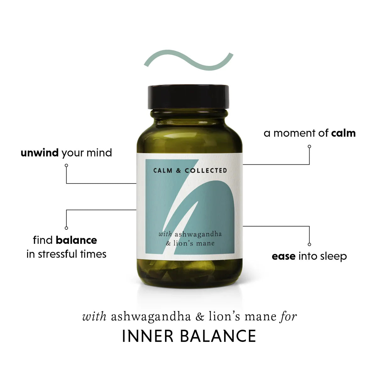 Supplement facts and ingredients label of The Herbtender Calm & Collect