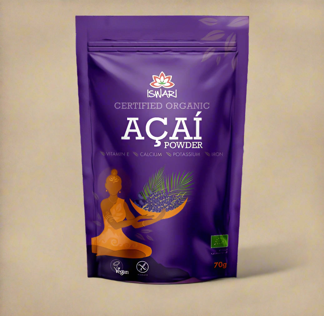 Iswari Açaí Powder Organic 70g front packaging – IHS Irish Health Store