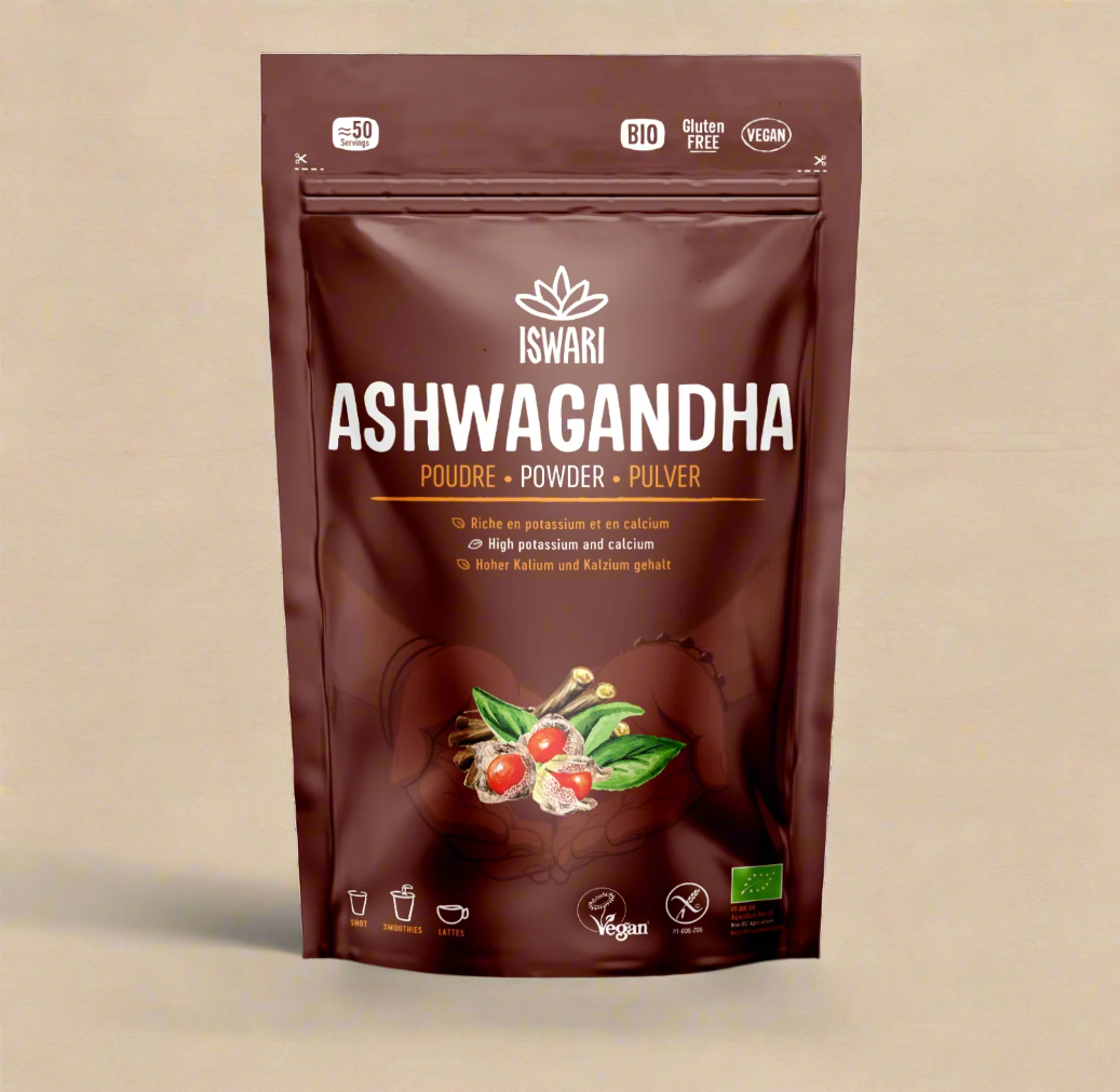 Supplement facts and packaging back – Iswari Ashwagandha Powder 150g