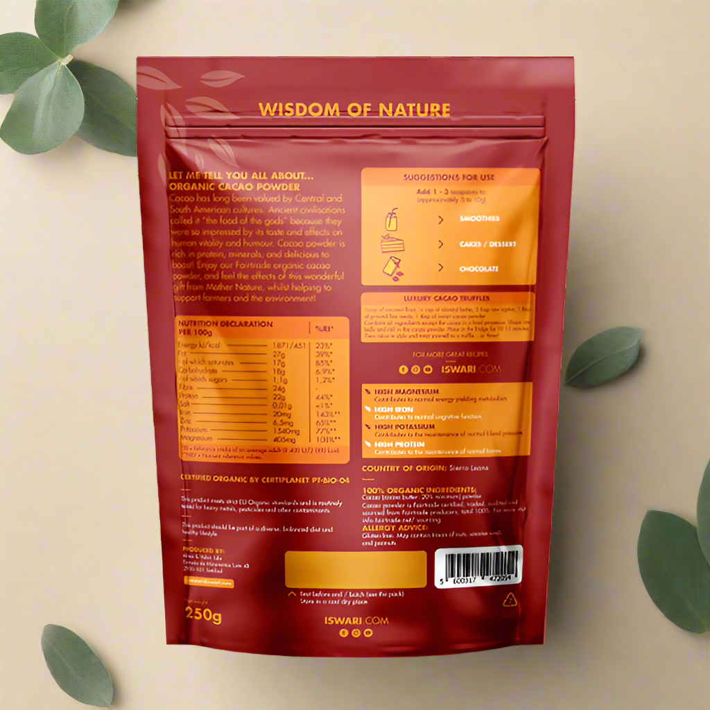 Cacao Powder Ingredients and Nutrition – 250g