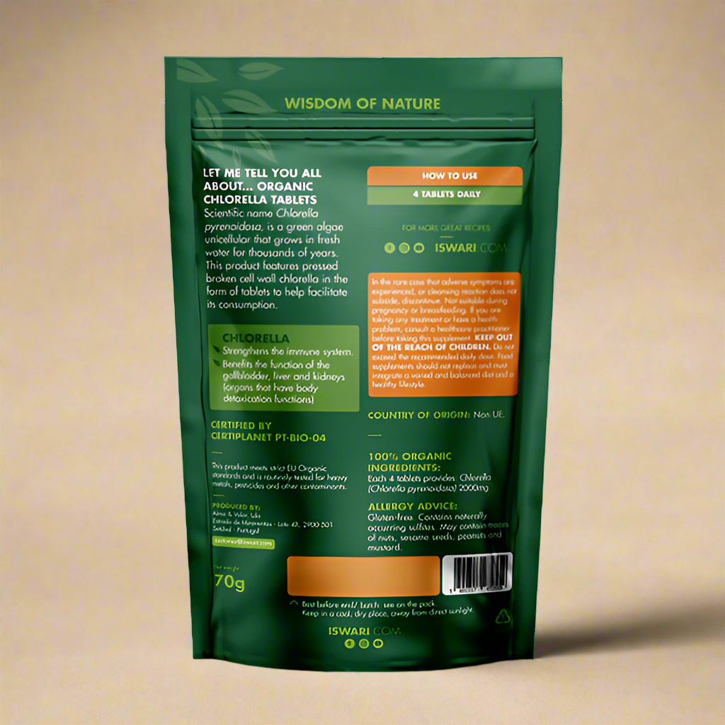 Supplement facts and ingredients of Iswari Chlorella Tablets 140
