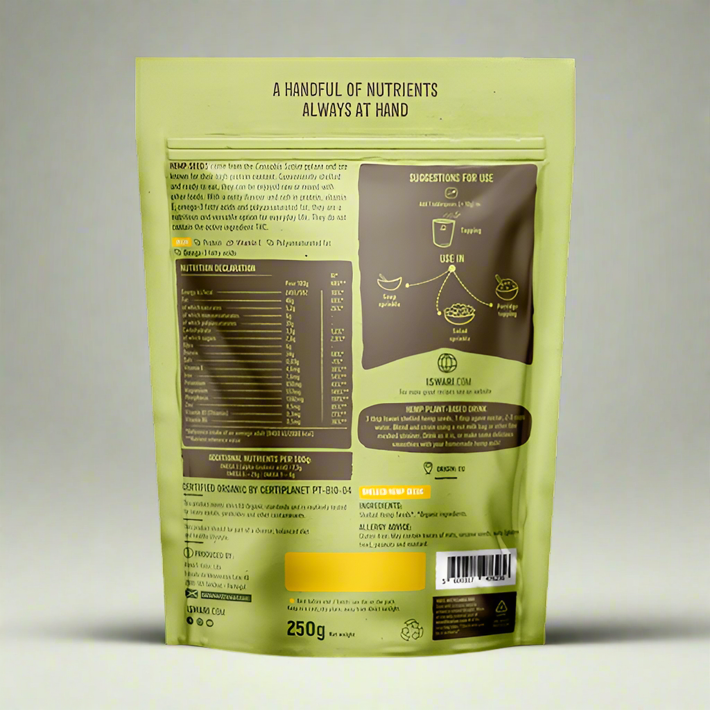 Shelled Hemp Seeds Nutrition and Info – Iswari 250g