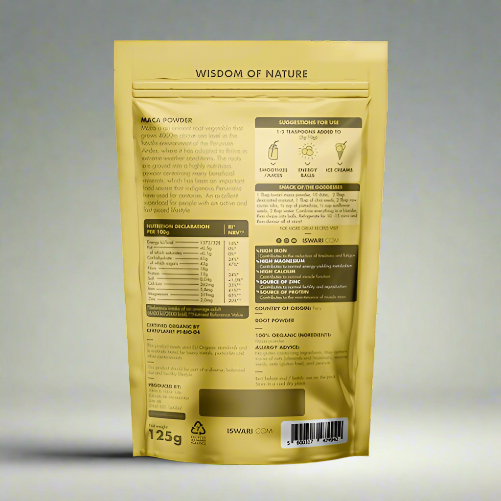 Maca Powder Ingredients and Nutrition – 125g