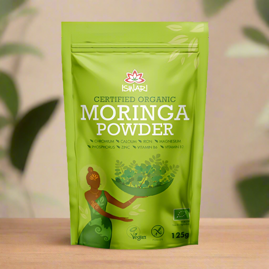 Iswari Organic Moringa Powder 125g Front Packaging
