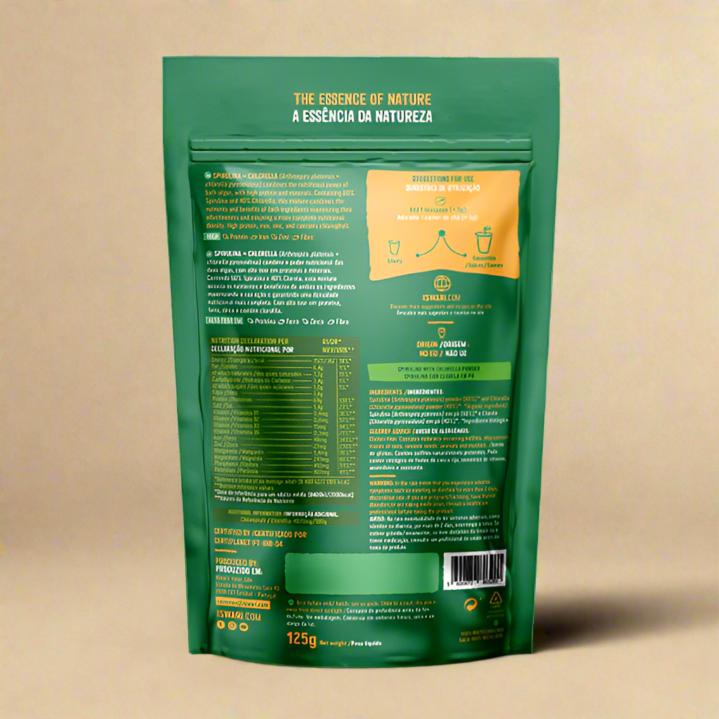 Supplement facts and ingredients – Iswari Spirulina & Chlorella Powder 125g