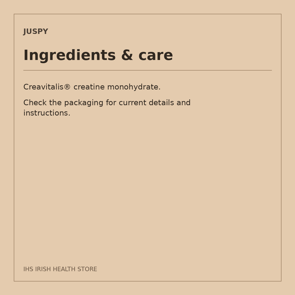 Juspy Creatine Booster 01 – 30 Sachets: ingredients & care