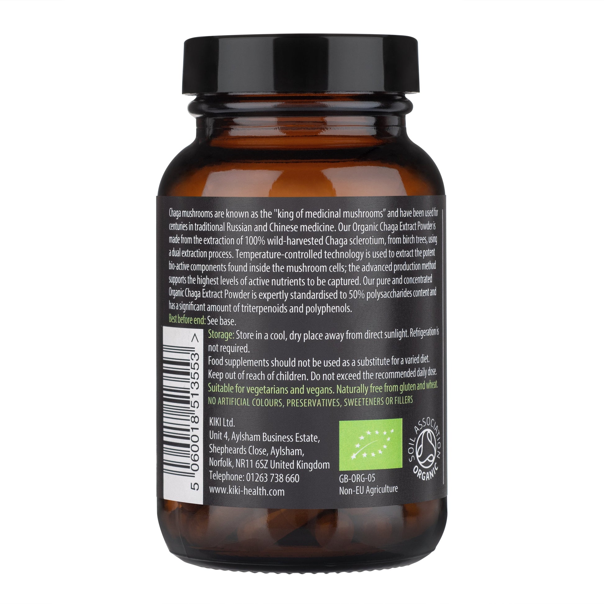 100% pure organic Chaga mushroom extract – standardized to 30% beta-glucans for maximum