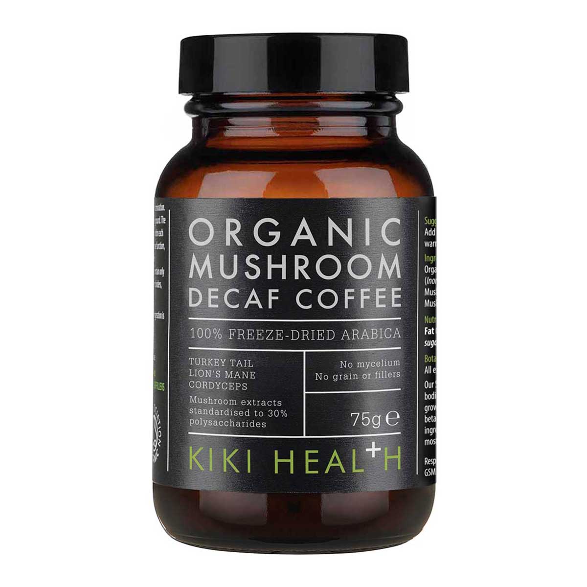 Kiki Health Organic Mushroom Decaf Coffee – Swiss Water Decaffeinated Arabica with Lion’s Mane, Turkey Tail & Cordyceps.