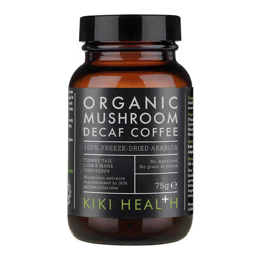 Kiki Health Organic Mushroom Decaf Coffee – Swiss Water Decaffeinated Arabica with Lion’s Mane, Turkey Tail & Cordyceps.