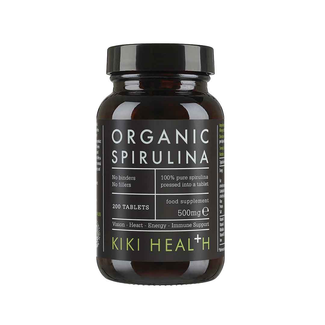 Kiki Health Organic Spirulina Tablets 200 Tabs – High in B12, Protein & Iron for Energy & Immunity Support.