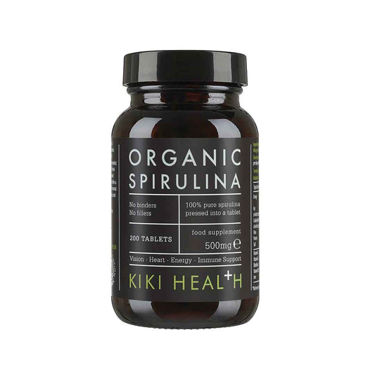 Kiki Health Organic Spirulina Tablets 200 Tabs – High in B12, Protein & Iron for Energy & Immunity Support.