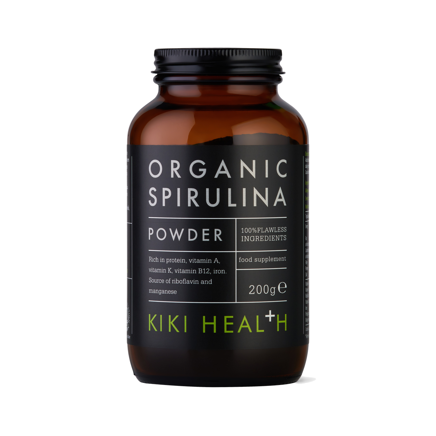 Kiki Organic Spirulina Powder 200g – High in Vitamin B12, Iron & Chlorophyll.