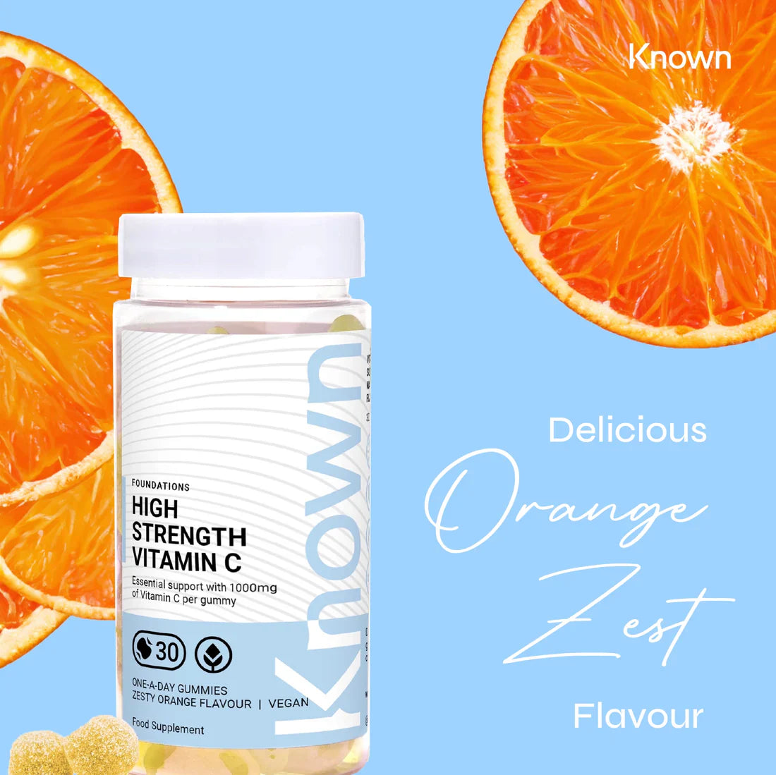 Known High-Strength Vitamin C Gummies – 60 Gummies – 1,000mg Per Serving – Vegan &