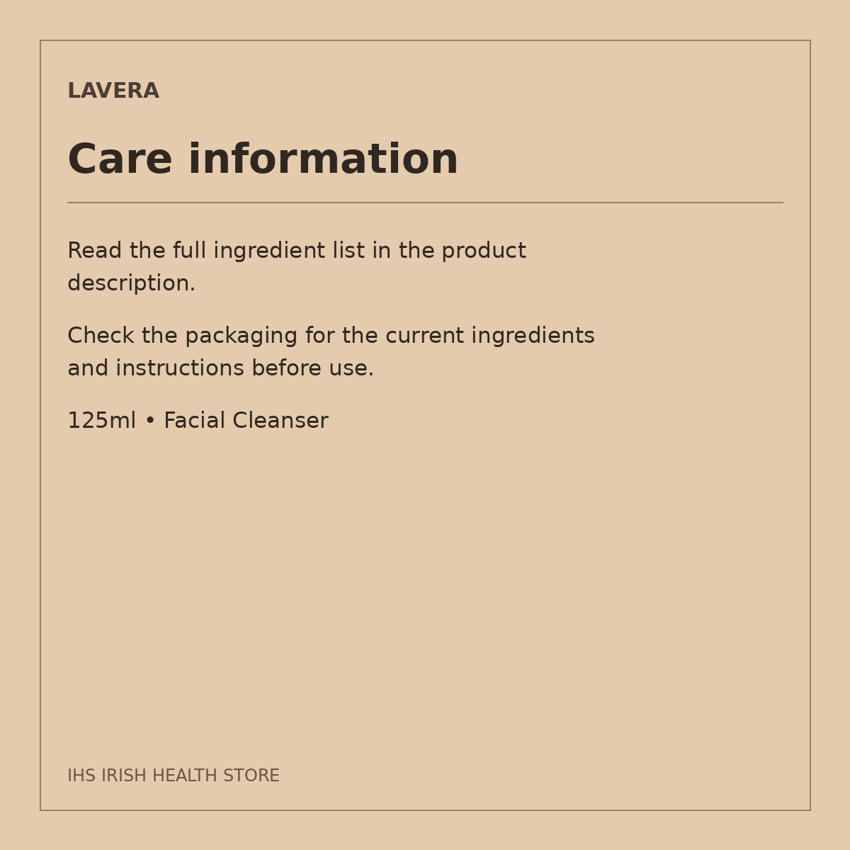 Lavera Basis Sensitiv Cleansing Gel – 125ml: care information