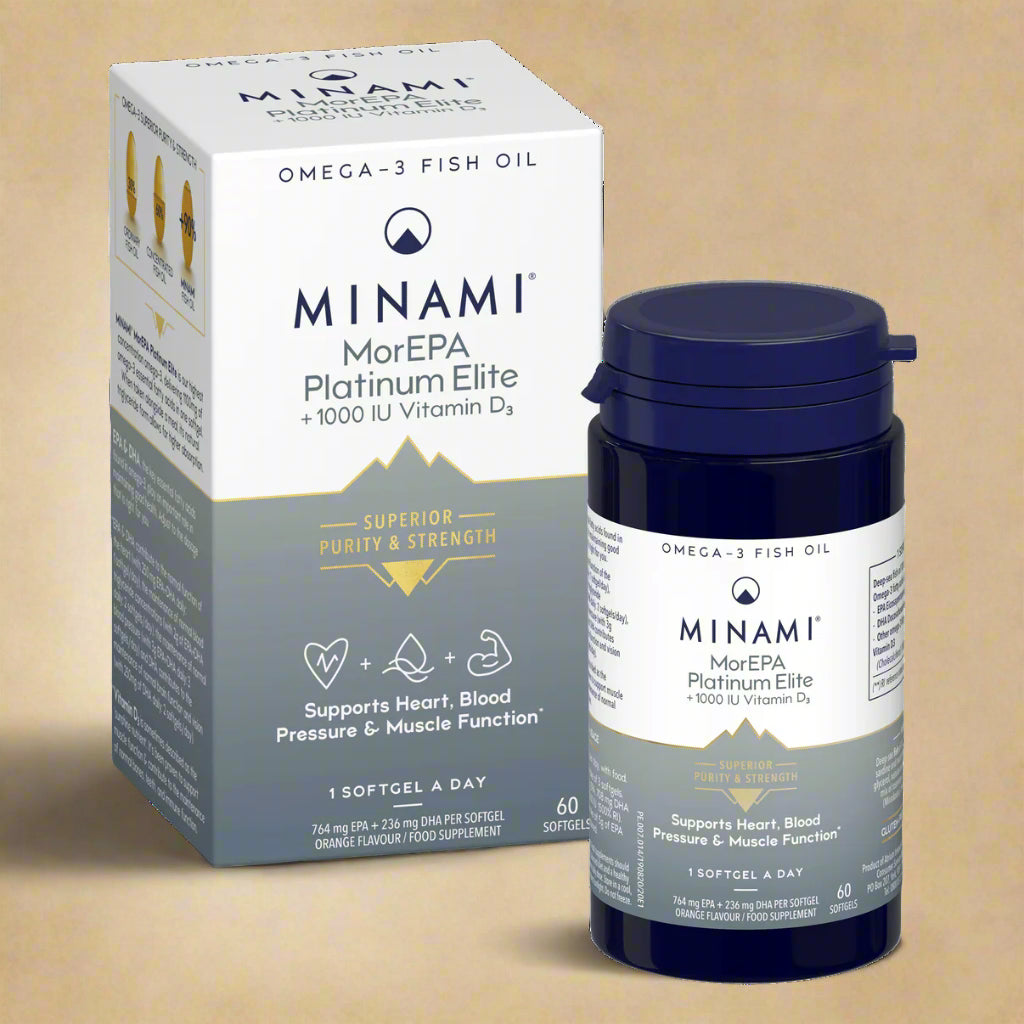 Front view of Minami MorEPA Platinum Omega-3 Supplement – 60 Capsules