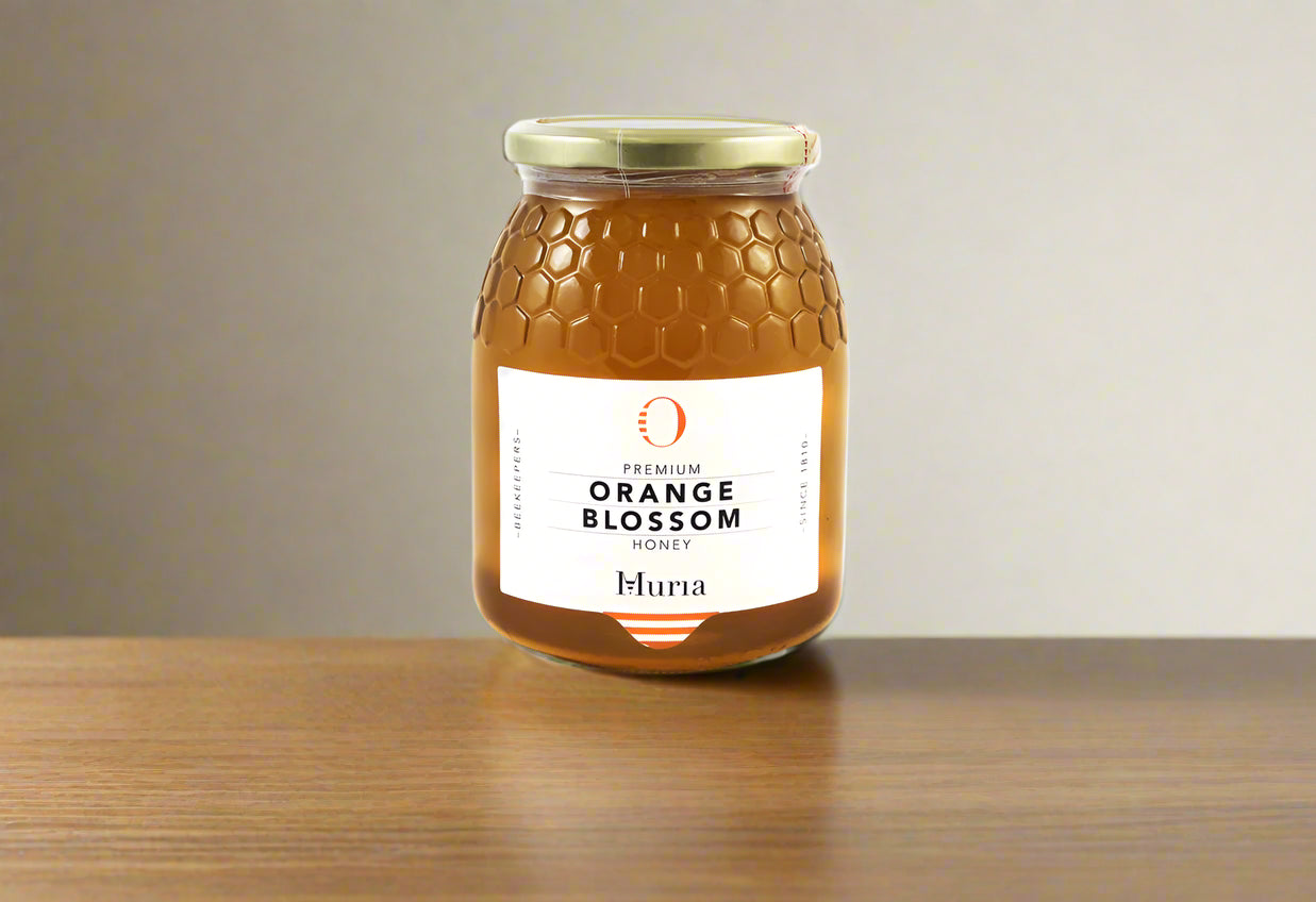 Muria Orange Blossom Honey 1kg jar with floral citrus aroma