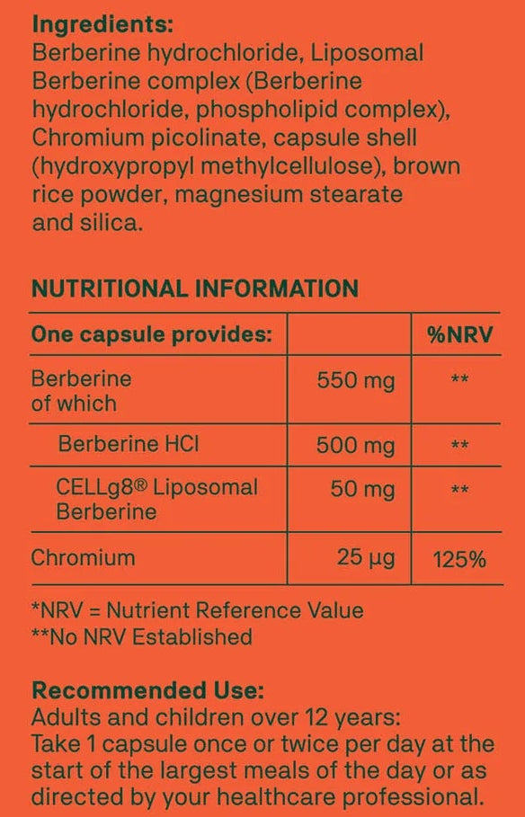 Nutritional information label on an orange background