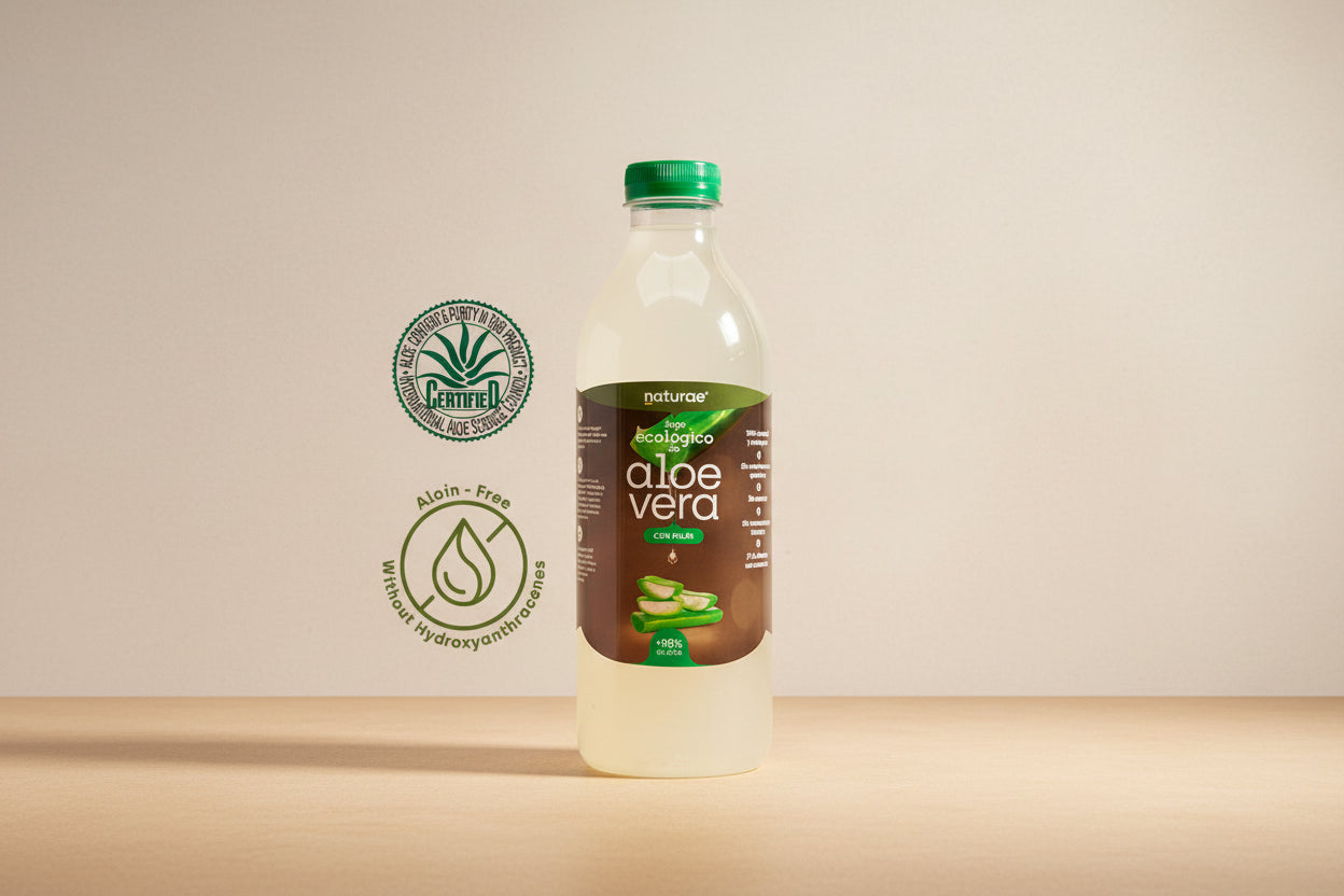 Naturae Organic Aloe Vera Juice with Pulp 1L Front Bottle