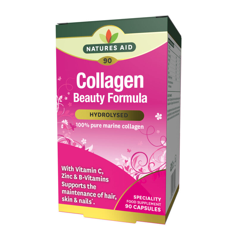 Natures Aid Collagen Beauty – Front of bottle with 90 capsules