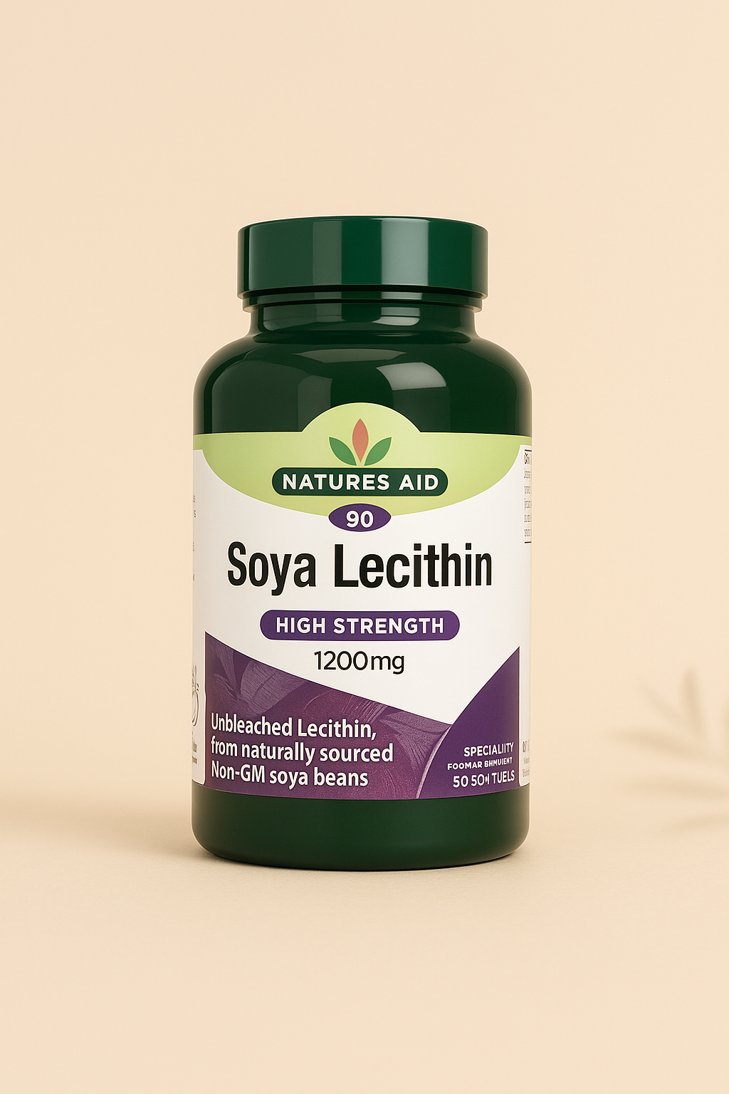 Front view of Natures Aid Lecithin 1200mg – 90 Capsules bottle