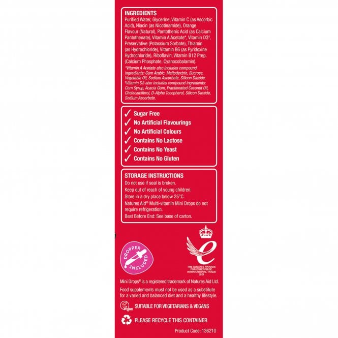 Natures Aid Multi Vit Mini Drops 50ml Supplement Facts