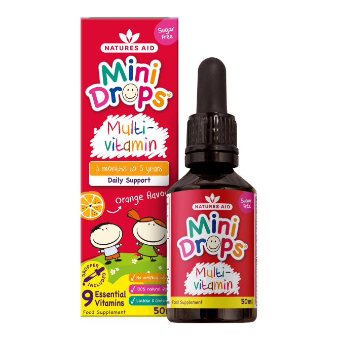 Natures Aid Multi Vit Mini Drops Infants and Children 50ml Front Label