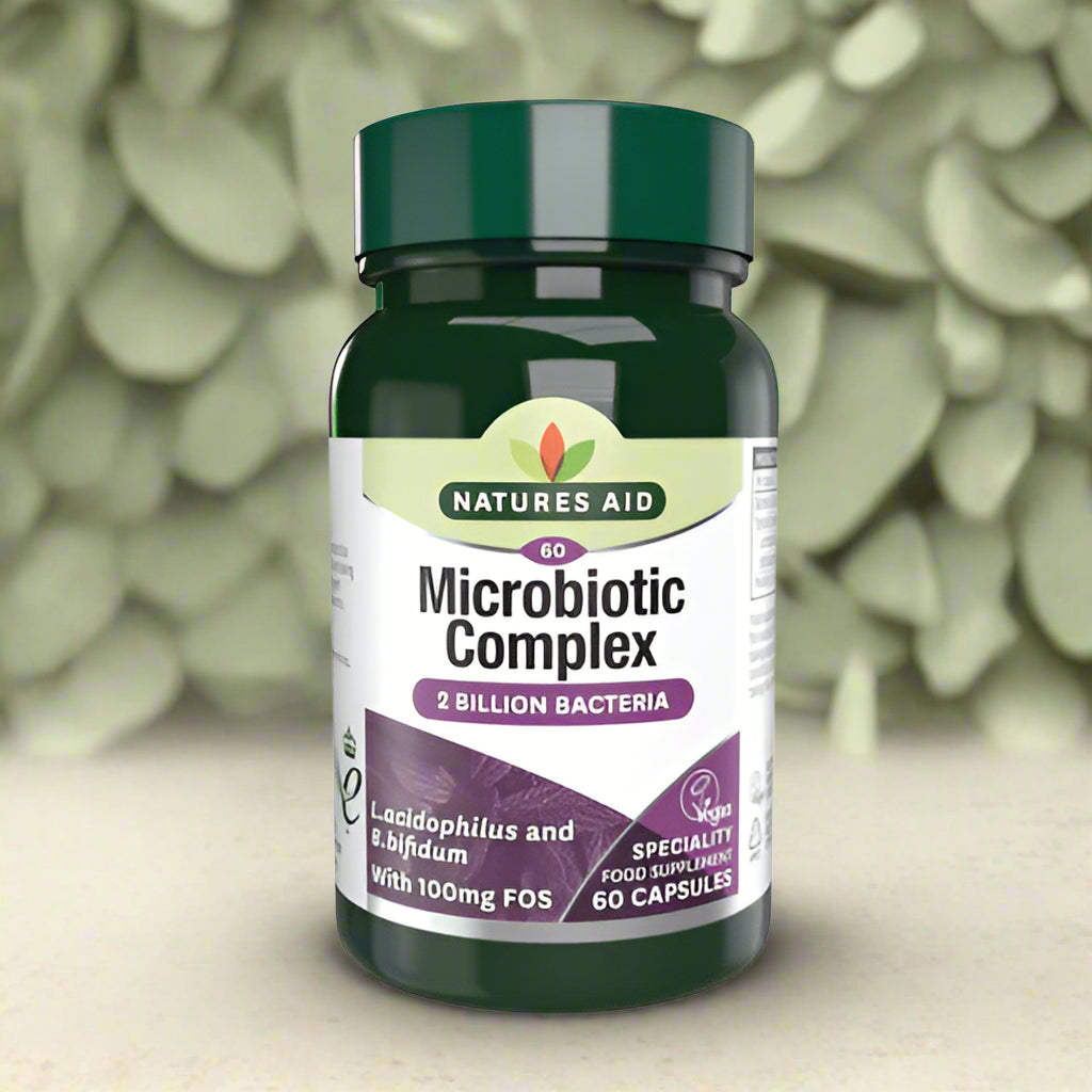 Natures Aid Probiotic Complex with Bifidus & FOS 60 Capsules Front Label