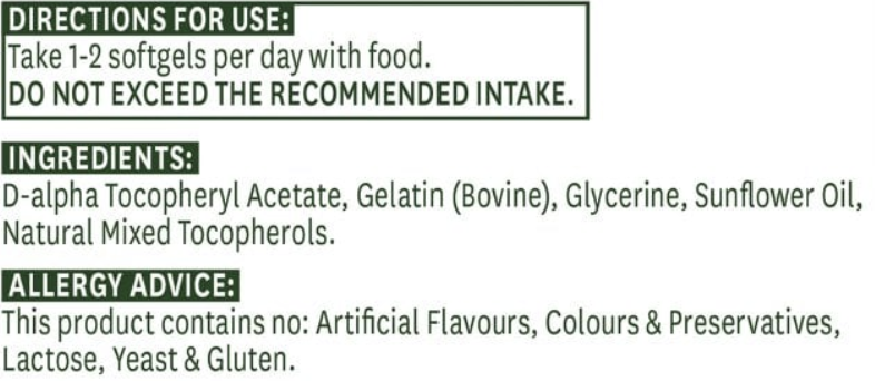 Product label with directions for use, ingredients, and allergy advice.