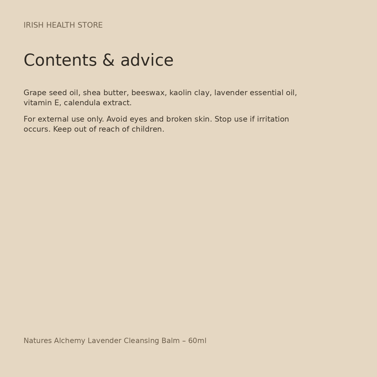 Natures Alchemy Lavender Cleansing Balm – 60ml ingredients and advice