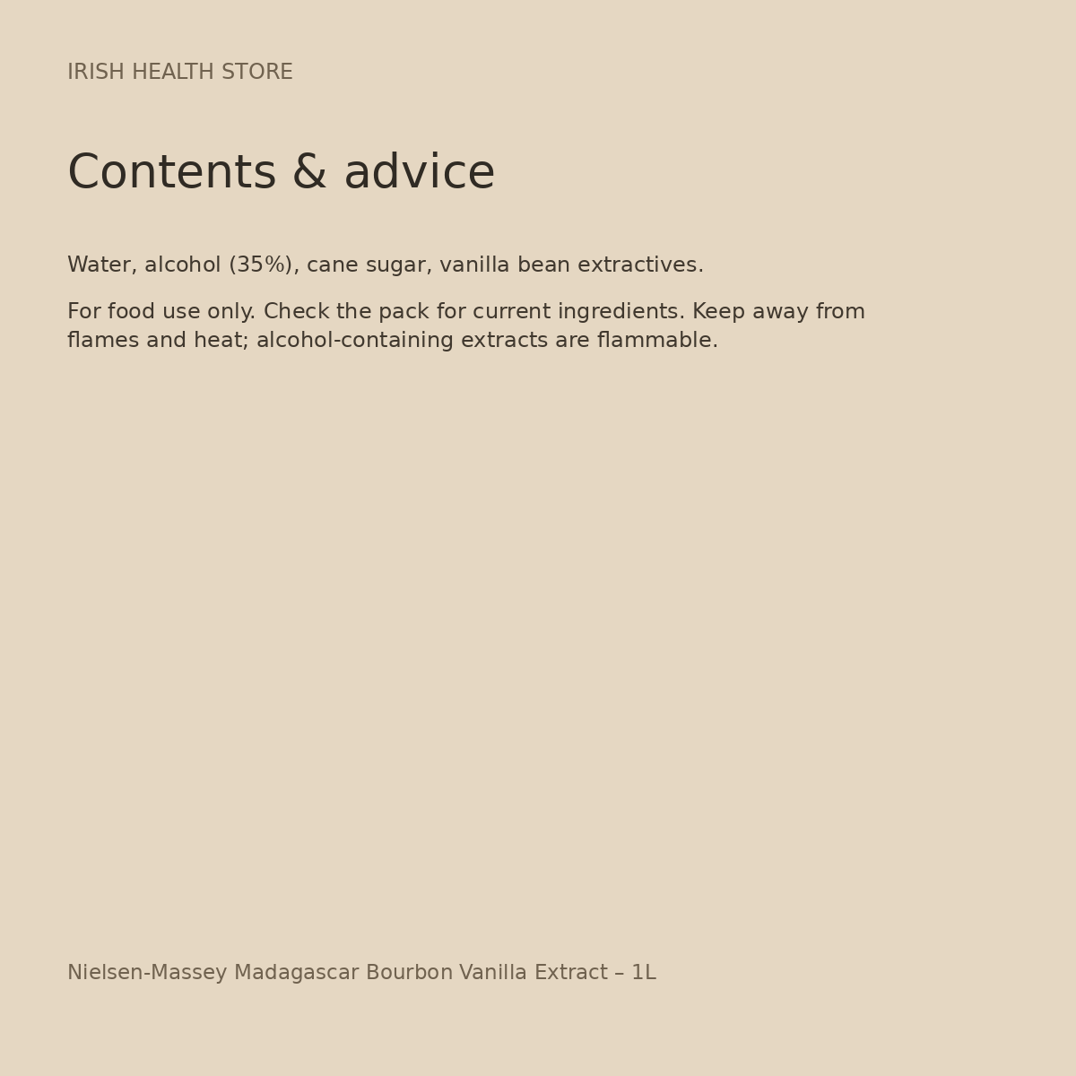 Nielsen-Massey Madagascar Bourbon Vanilla Extract – 1L ingredients and advice