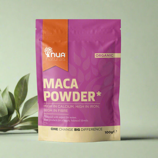 NUA Naturals Organic White Maca Powder 100g Front Packaging