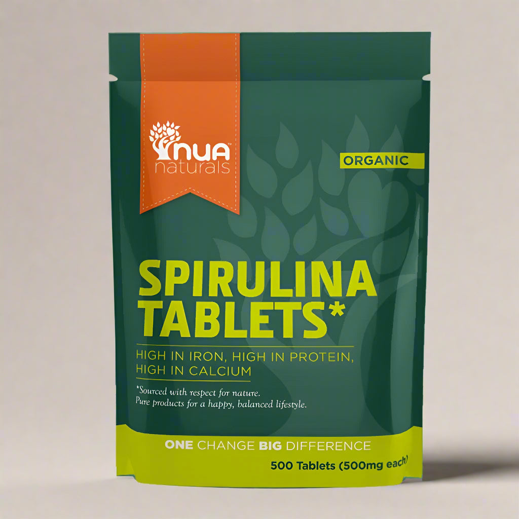 NUA Naturals Organic Spirulina Tablets 250g Front Label