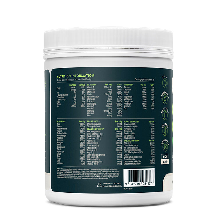 Nuzest Good Green Vitality 750g – Open Tub with Green Powder